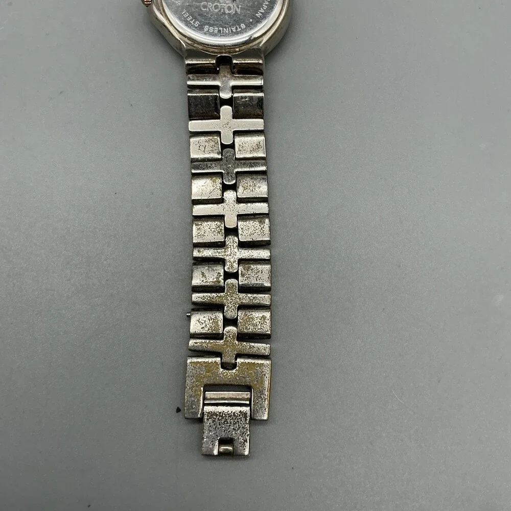 Croton Reliance Womens Watch 25mm Blue Dial Two Tone Bracelet New Battery 6.75